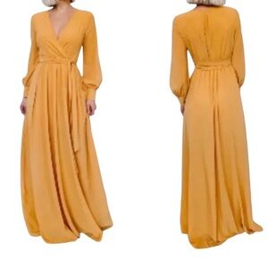 NWT Baltic Born Lydia maxi dress in mustard yellow chiffon size L